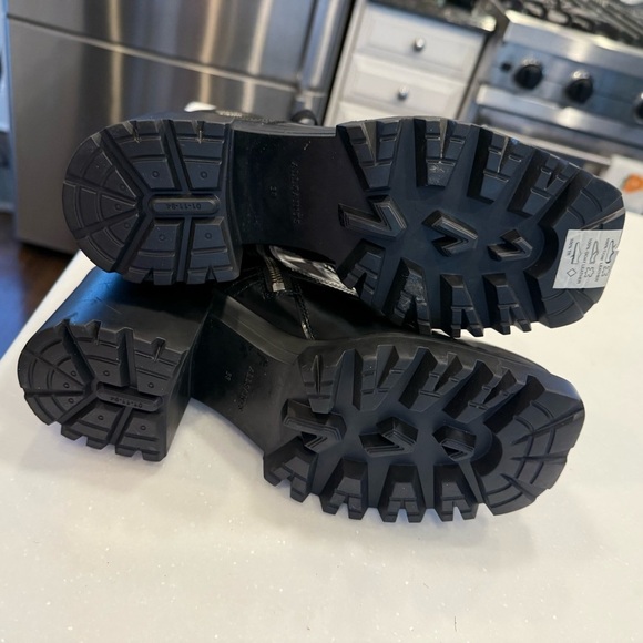 ALLSAINTS INDIGO Lace Up High Heel Combat Boots BLACK PATENT LEATHER US 8 EU 38 - Picture 12 of 15